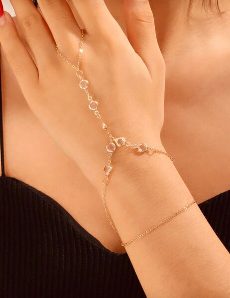 Bracelet manchette or avec cristaux