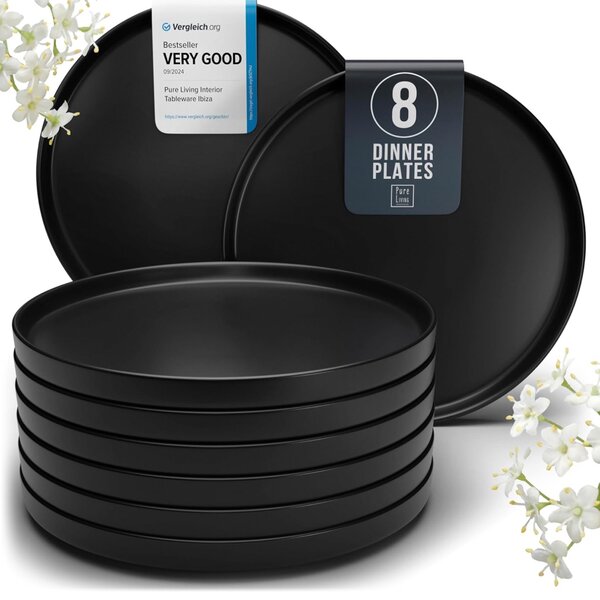 Matte black ceramic plate 2pcs