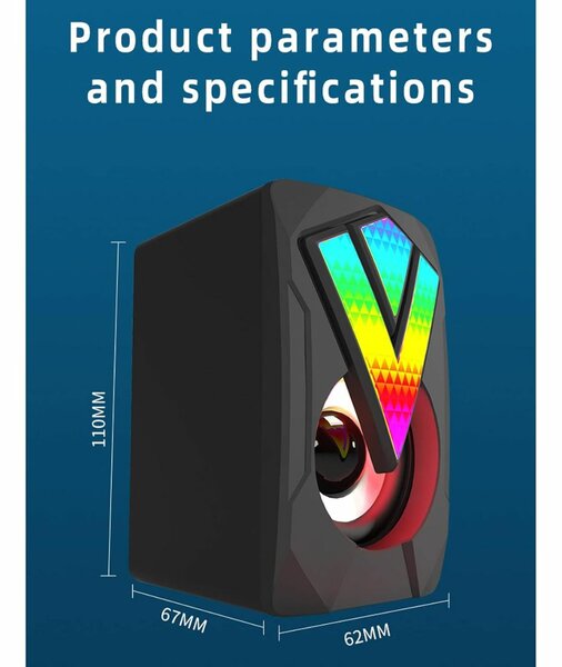 Enceintes PC RVB LED, USB, pour ordinateur portable, téléphone