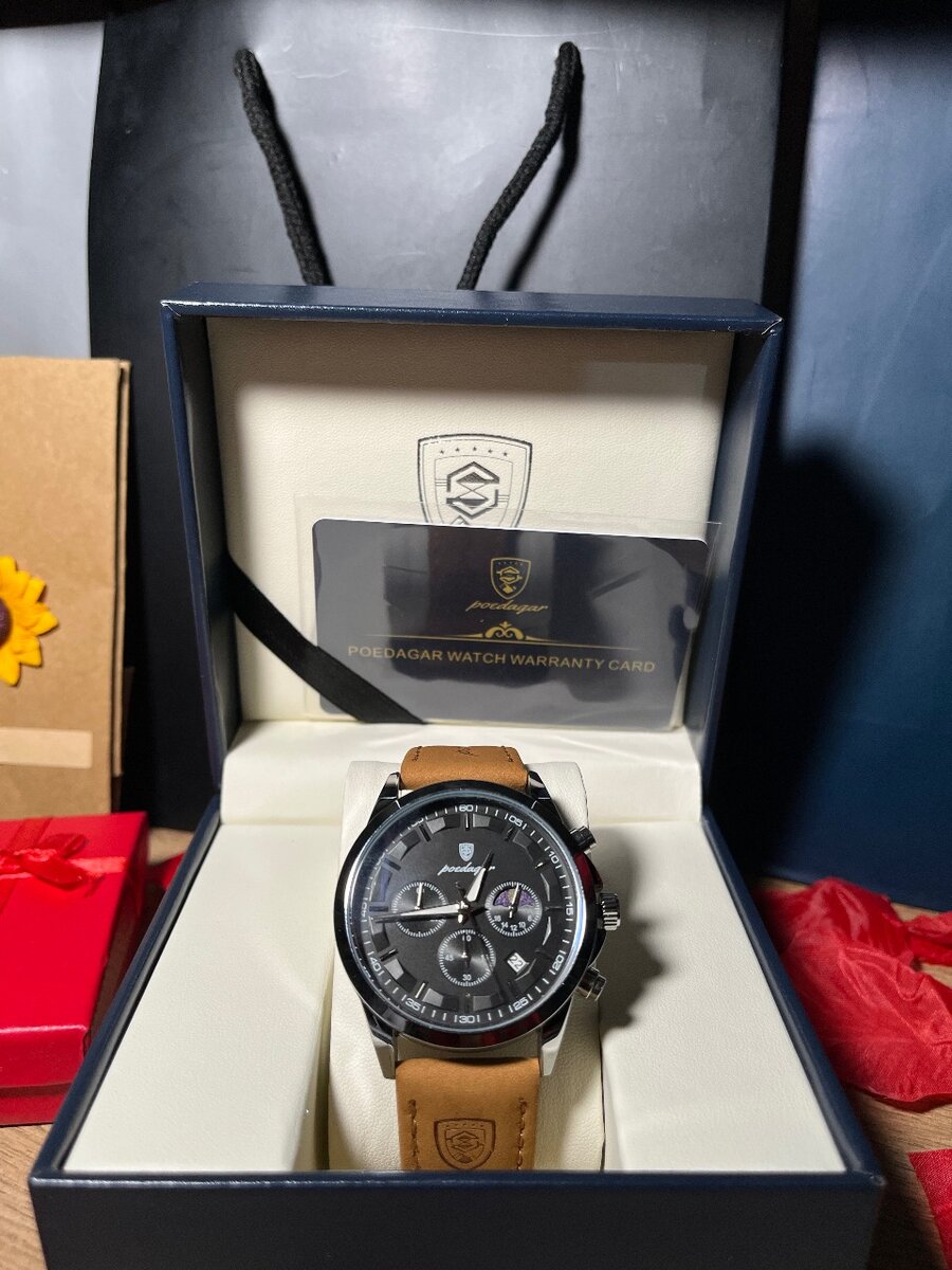 Montre chronographe homme en cuir