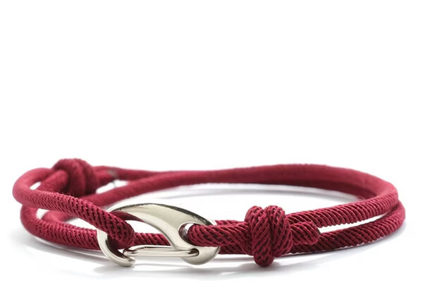 Bracelet avec ancre en corde rouge