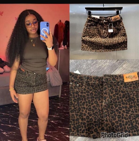 Jupe en jean léopard tendance