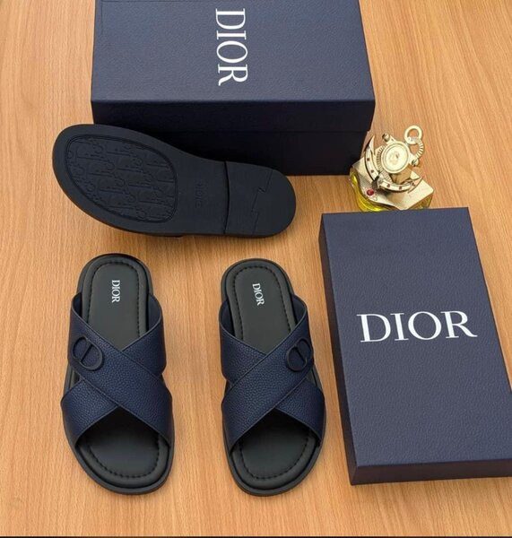 Sandales plates DIOR bleu marine