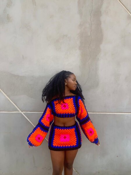Ensemble crochet coloré femme