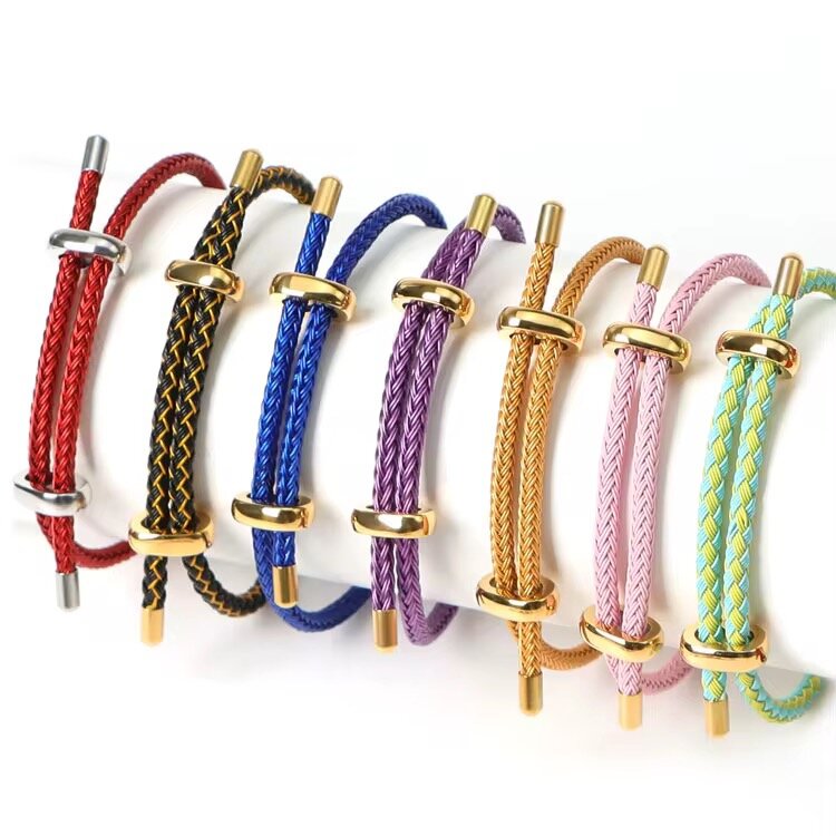 Bracelet en corde tressée colorée