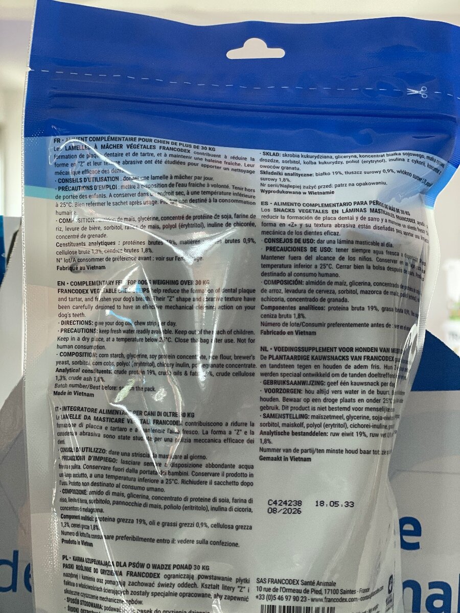 Lamelles à mâcher dentaires