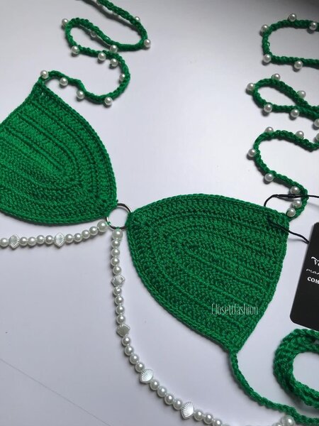 Ensemble de maillot de bain vert crochet