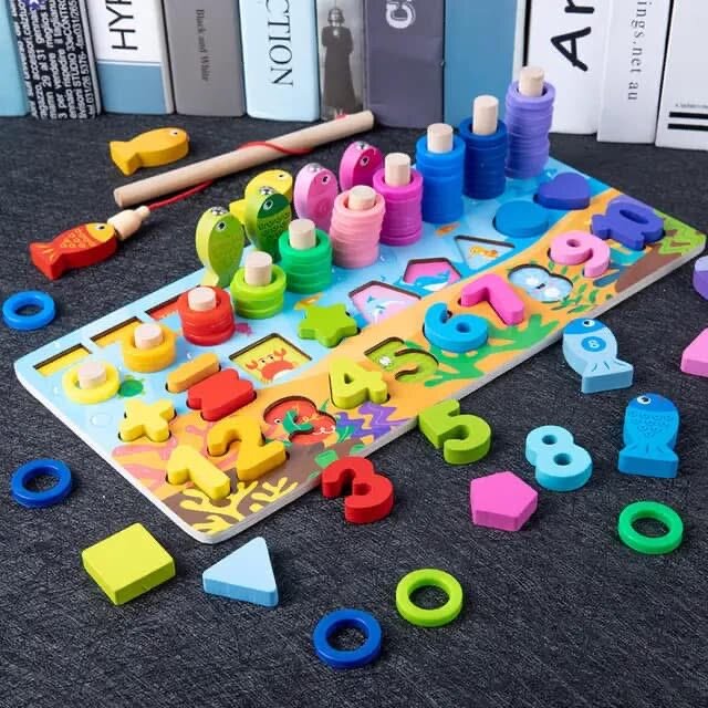 Jeu éducatif en bois coloré