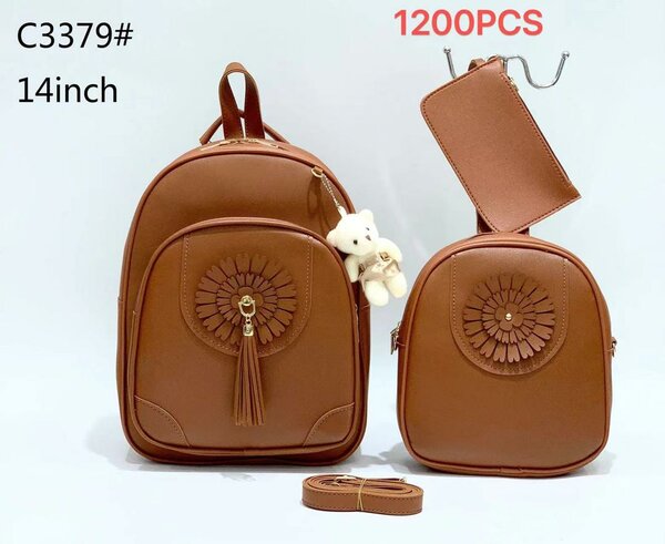 Ensemble sac à dos marron 3 pièces