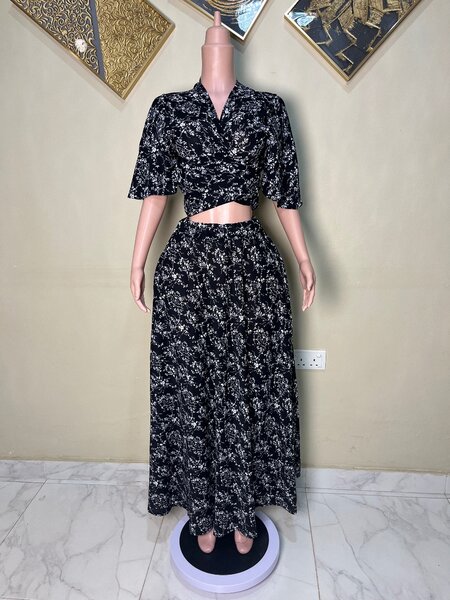 Flared skirt and top set