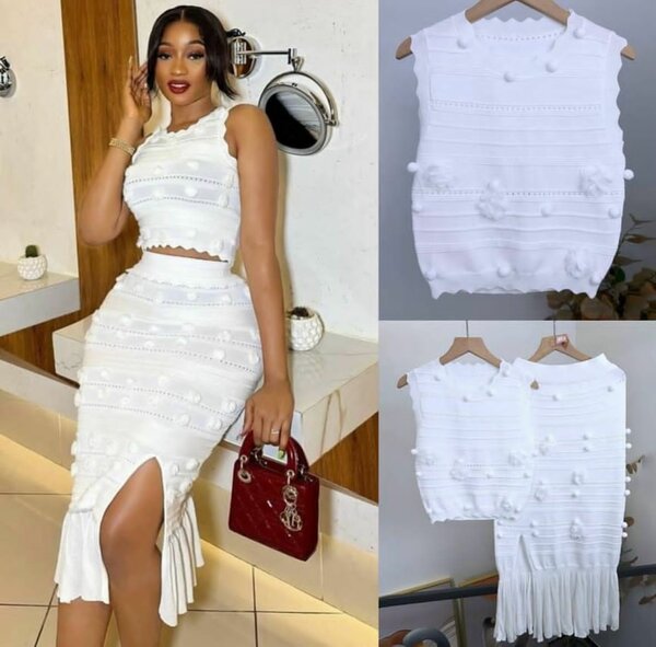 Ensemble jupe et haut blanc pour femme