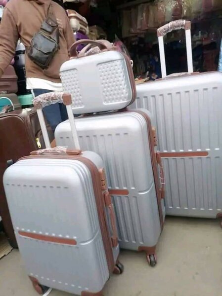 Valise argentée et marron élégante