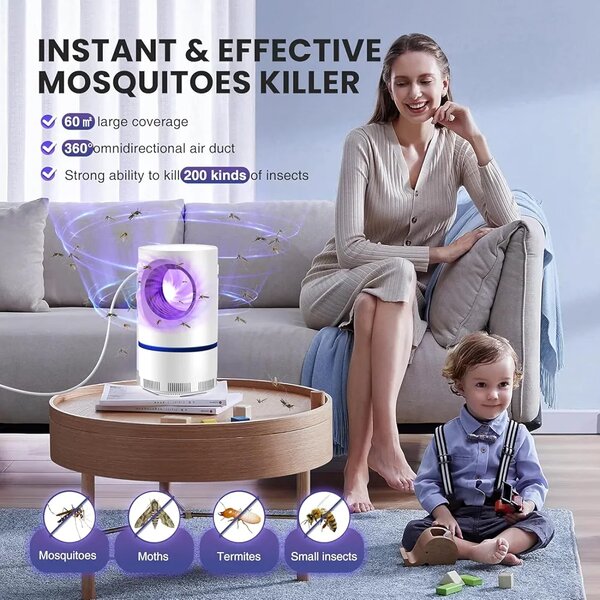 Piège à moustiques à aspiration silencieuse à 360°