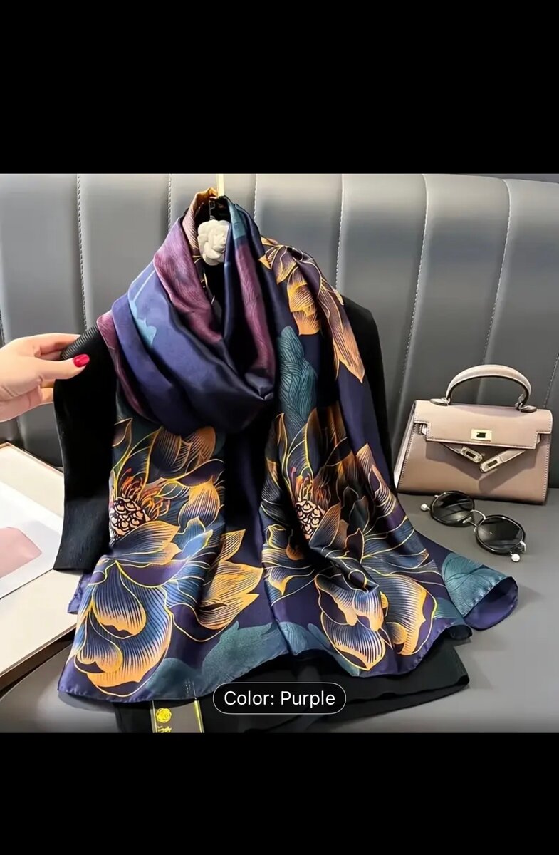 Silk Floral Scarf for Women
