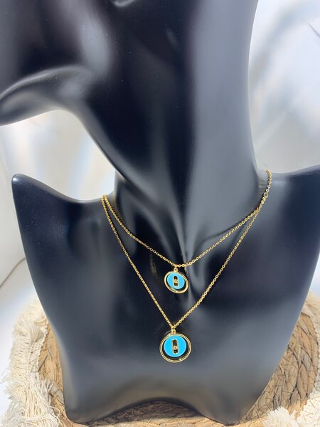 Collier double mauvais oeil doré