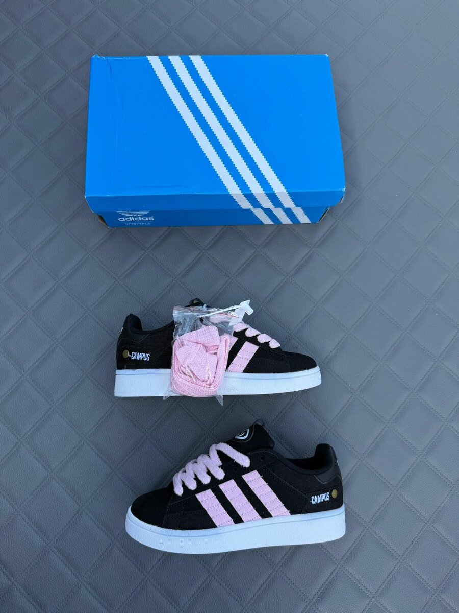 Baskets Campus noires roses enfants