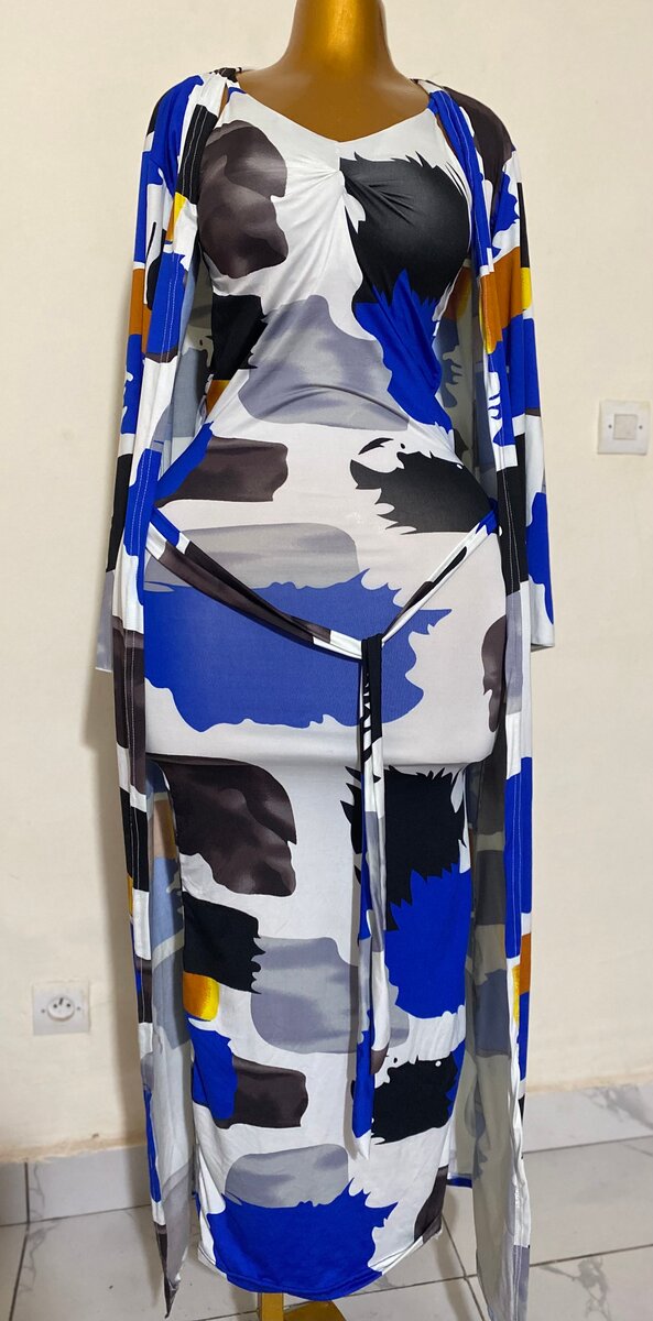 Robe longue à motifs géométriques