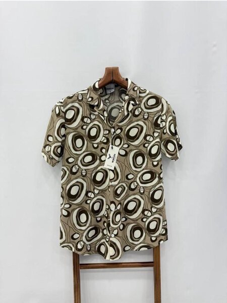 Chemise homme motif géométrique marron