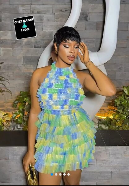 Robe de soirée multicolore