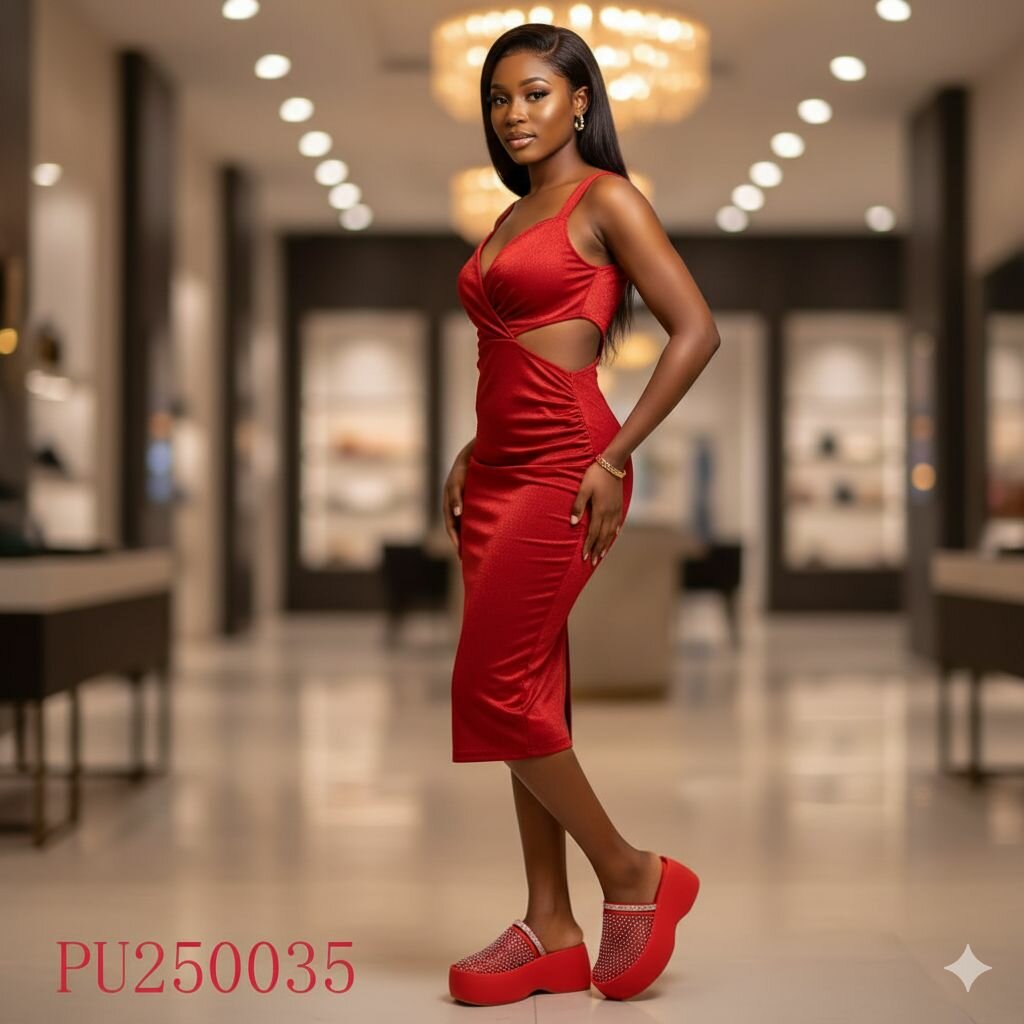 Talons Compensés Glamour Rouge