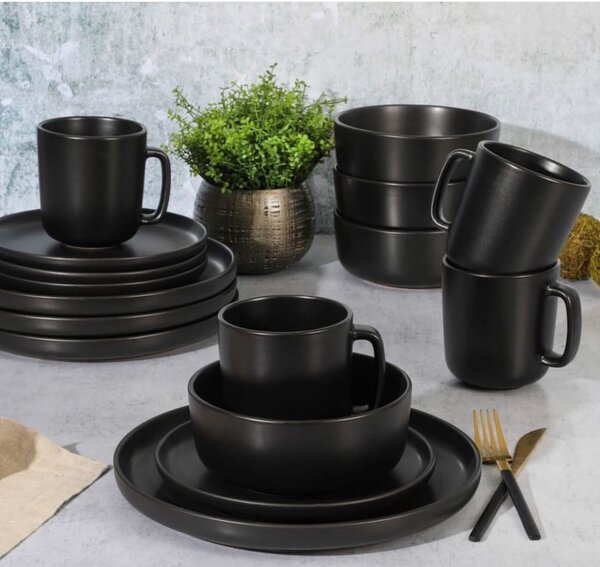 Matte black dinnerset 16pcs