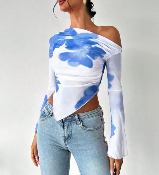Top asymétrique floral chic