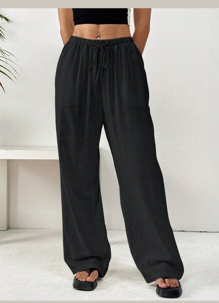 Pantalon lain cassé noir