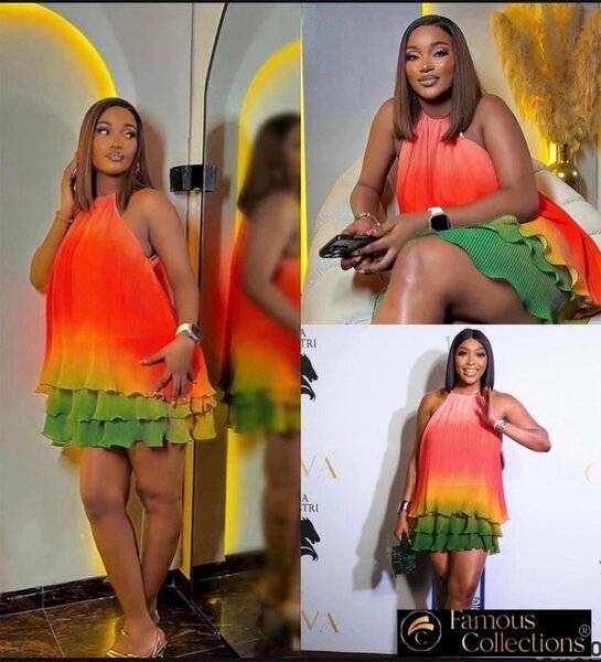 Robe courte Famous Collections dégradé orange verte