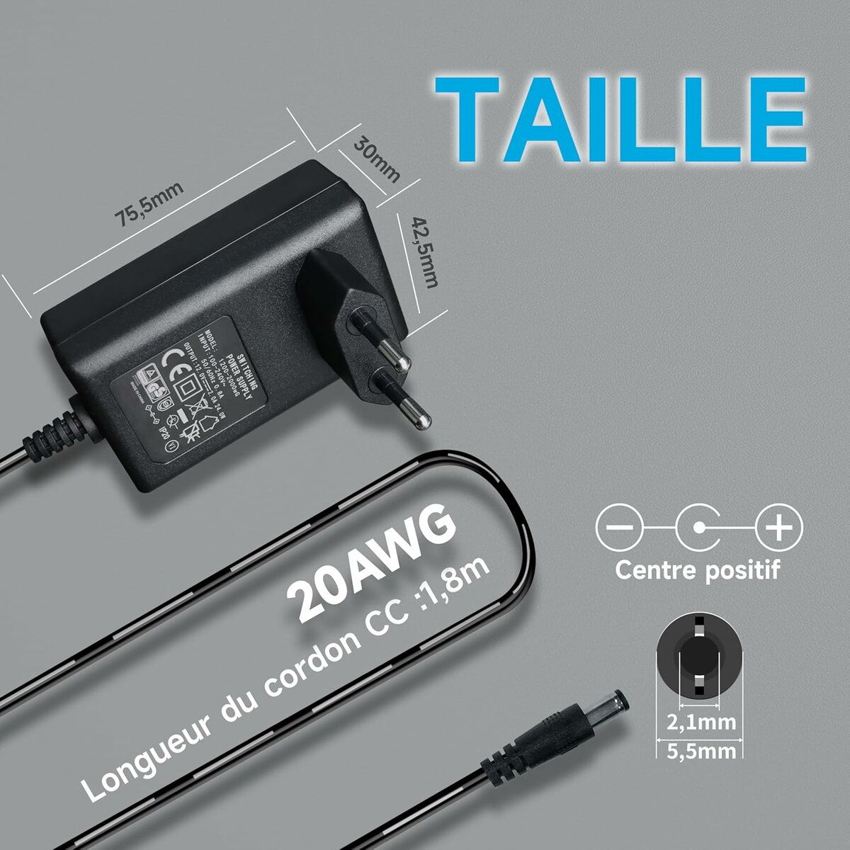 Adaptateur secteur 12V 2A