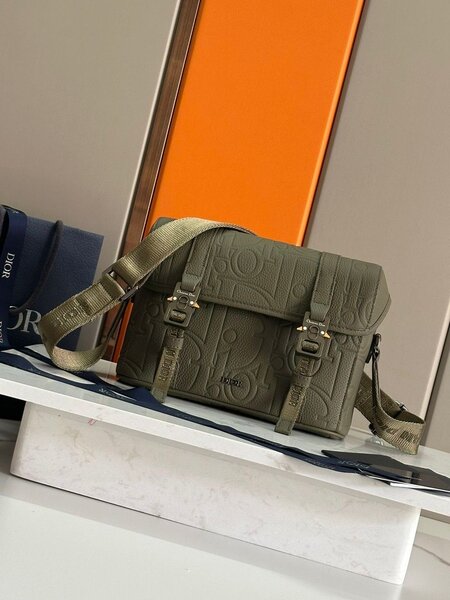 Sac à bandoulière en cuir vert pour homme