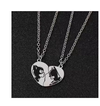 Collier Couple Cœur Superhéros