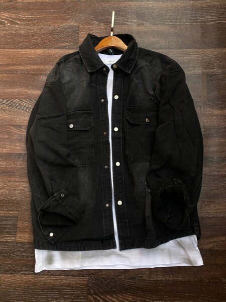 Veste en jean noire pour homme