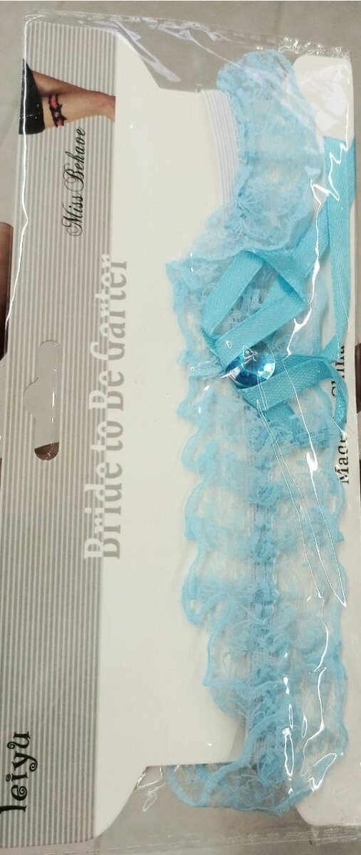 Jarretière Mariée en Dentelle Bleue