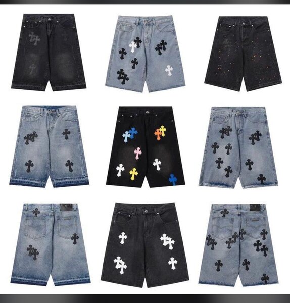 Shorts en jean brodés hommes