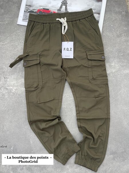 Pantalon cargo kaki homme
