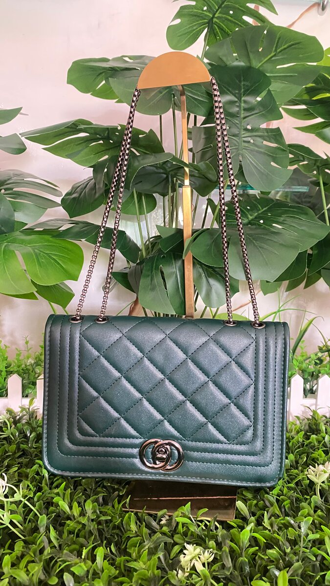 Sac à main matelassé vert