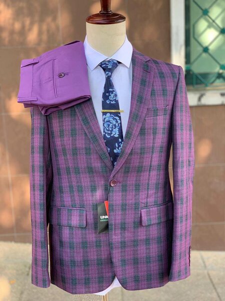 Veste en carreau violet bleu