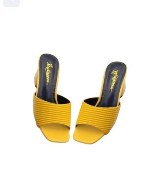 Queen Fashion Women's Elegant Slipper Heels - Yellow