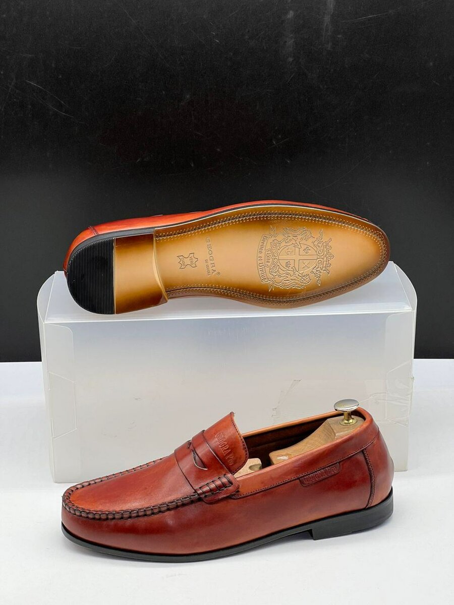 Mocassins en cuir marron homme