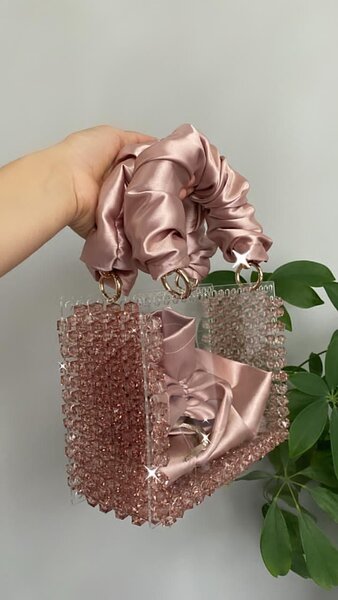 Sac à main cœur cristal