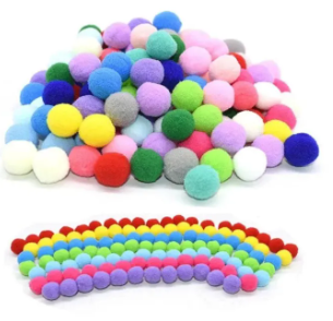 100 Pcs of Pom Pom Fluffy Ball for Arts and Craft-Multi color 15mm~18mm Size