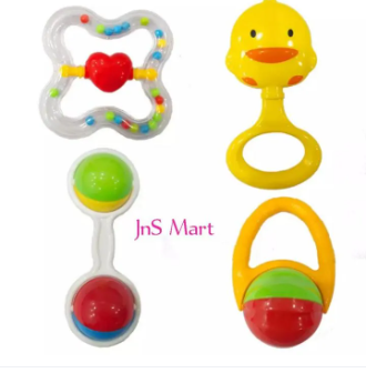 Baby Rattles and Teether Toys For Kids Rattle Set For Babies - 4 Pcs Pack