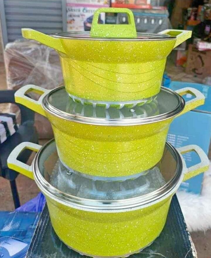 Queen time marble coating cookware set 3 pcs