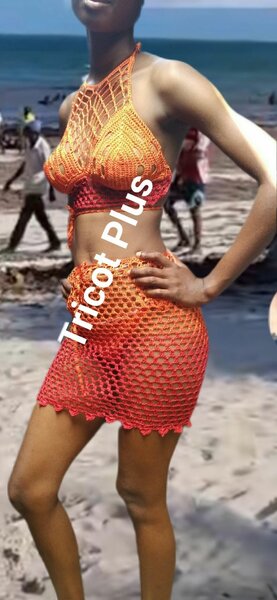 Jupe de plage crochet orange
