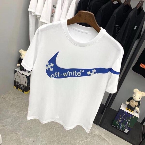 T-shirt blanc logo bleu