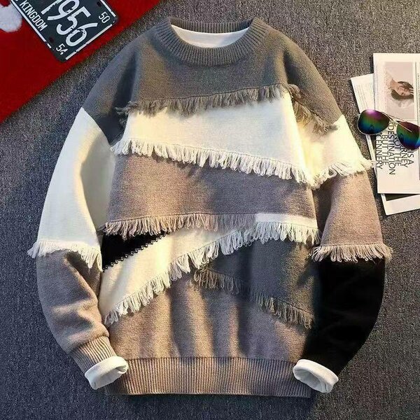 Pull à franges coloré tendance