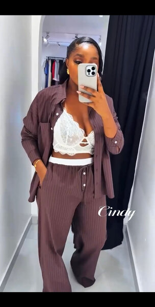 Ensemble pantalon et chemise en lin