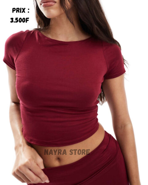 Top court bordeaux femme