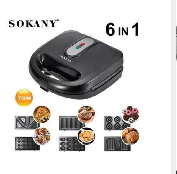 Sokany 6 In 1 Sandwich Toaster Waffle Maker Toast Grill