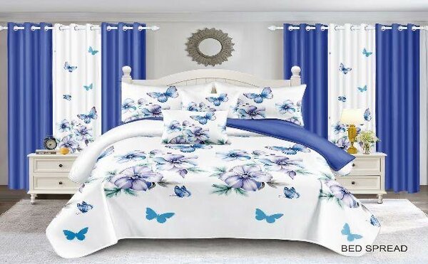 *7PCS BEDSPREADS KING SIZE K650INSIDE 2 CURTAINS,4 PILLOW